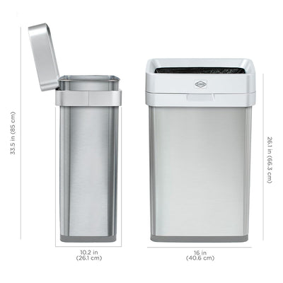 Clorox Trash Can, 13 Gallon Stainless Steel Slim Open Top Garbage Bin (Used)