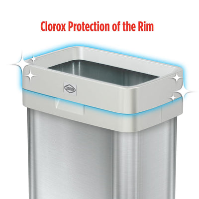Clorox Trash Can, 13 Gallon Stainless Steel Slim Open Top Garbage Bin (Used)