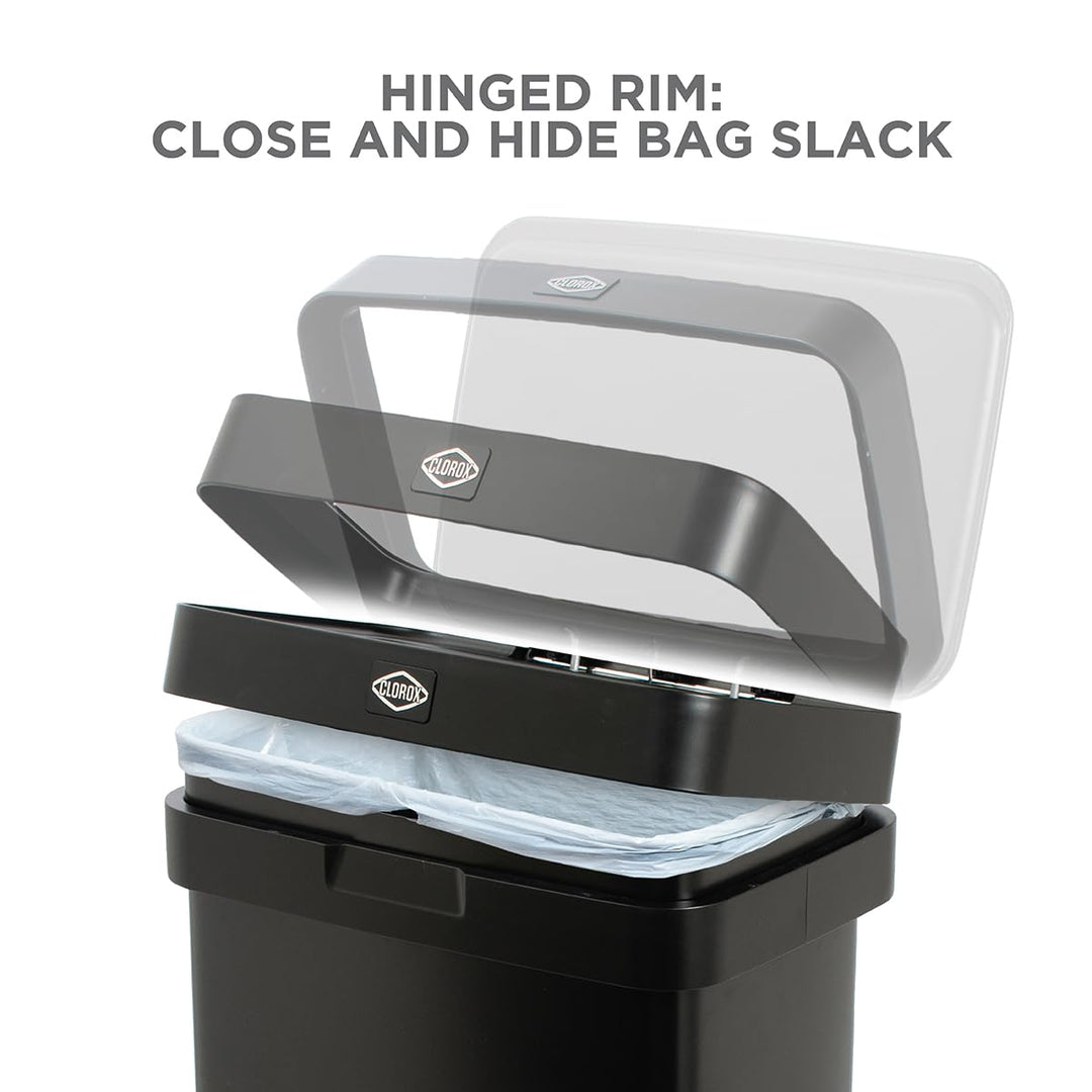 Clorox Trash Can, 13 Gallon Stainless Steel Garbage Bin w/ Wide Step (Open Box) - VMInnovations