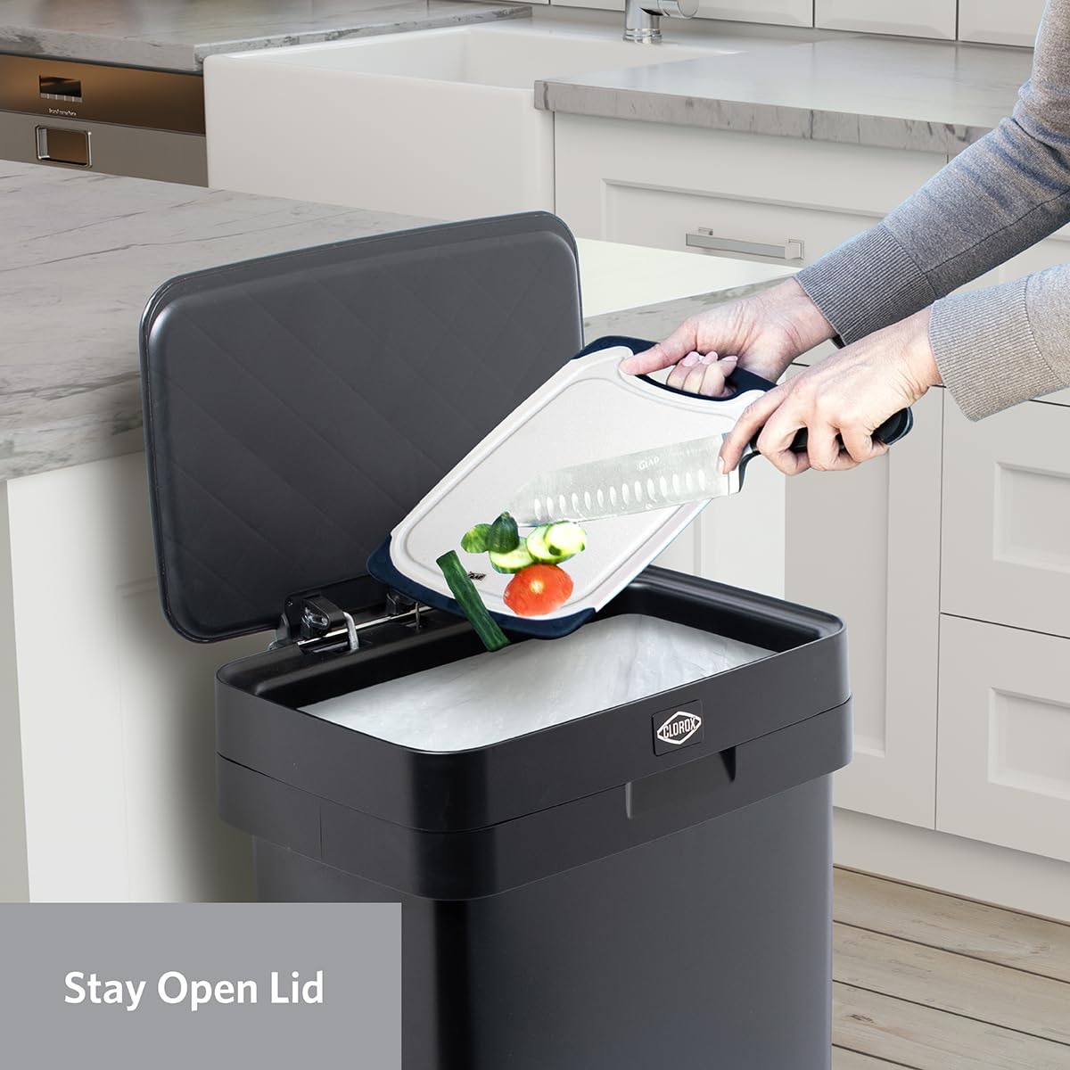 Clorox Trash Can, 13 Gallon Stainless Steel Garbage Bin w/ Wide Step (Open Box)