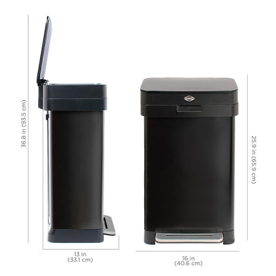 Clorox Trash Can, 13 Gallon Stainless Steel Garbage Bin w/ Wide Step (Open Box)