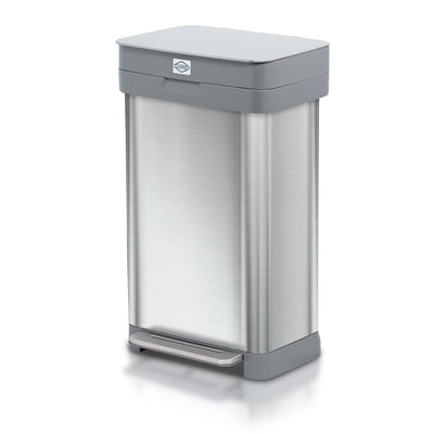 Clorox Trash Can, 13 Gallon Stainless Steel Garbage Bin with Wide Step, Silver - VMInnovations