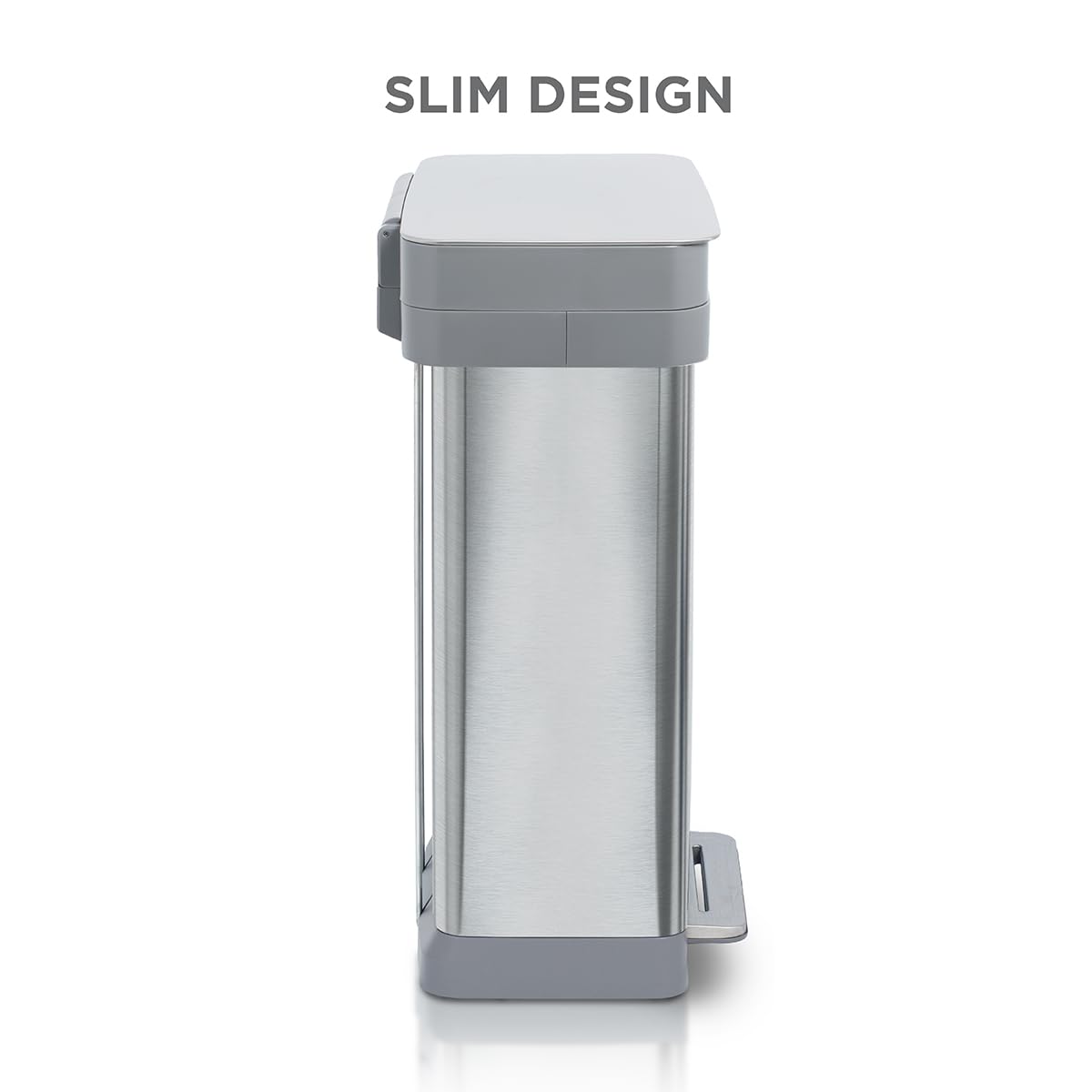 Clorox Trash Can, 13 Gallon Stainless Steel Garbage Bin with Wide Step, Silver - VMInnovations