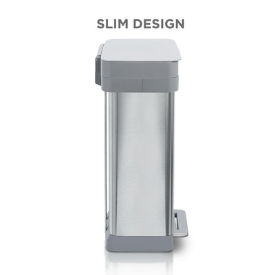 Clorox Trash Can, 13 Gallon Stainless Steel Garbage Bin with Wide Step, Silver - VMInnovations