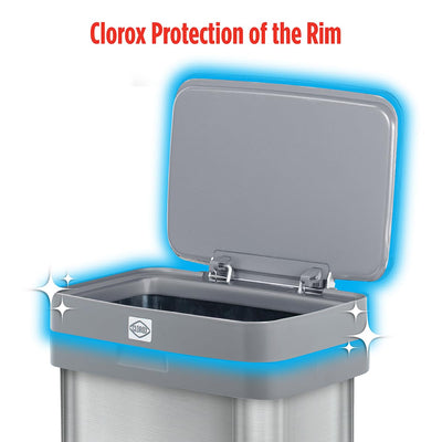 Clorox Trash Can, 13 Gallon Stainless Steel Garbage Bin with Wide Step, Silver - VMInnovations