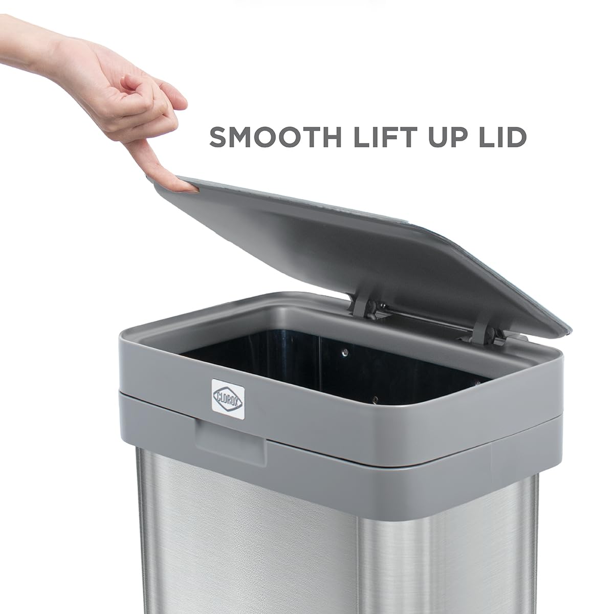 Clorox Trash Can, 13 Gallon Stainless Steel Garbage Bin with Wide Step, Silver - VMInnovations