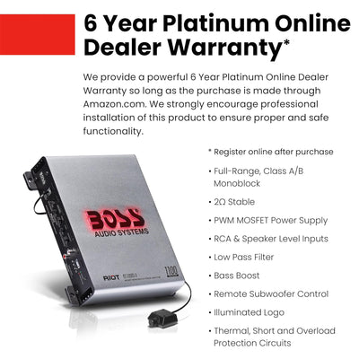 Boss Audio Systems 1100 Watt Monoblock Car Amplifier for Low/High Level Inputs - VMInnovations