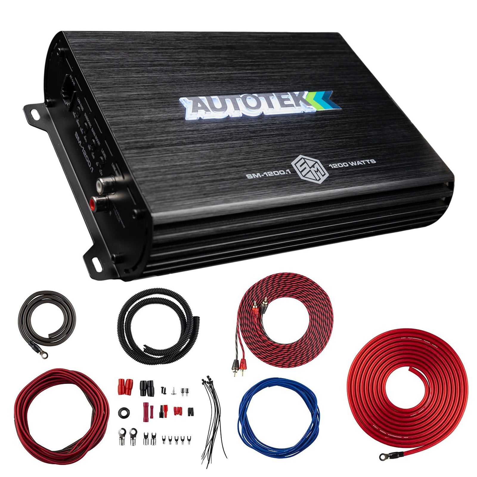 Autotek 1200W 1 Channel Car Audio Amplifier with 4 Gauge Complete Wiring Kit - VMInnovations