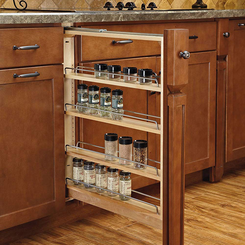 Rev-A-Shelf 432-BF-3C 3" Cabinet Base Filler Pullout Organizer, Maple (2 Pack) - VMInnovations