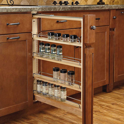 Rev-A-Shelf 432-BF-3C 3" Cabinet Base Filler Pullout Organizer, Maple (2 Pack) - VMInnovations