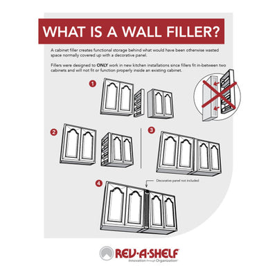 Rev-A-Shelf Pull Out Wall Filler Between Cabinet Shelf Storage 6"x30", 432-WF-6C