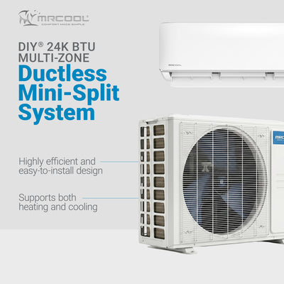 MrCool DIY 5th Gen 24K BTU Multi-Zone Ductless Mini Split Air Conditioner, White - VMInnovations