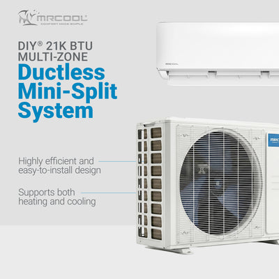 MRCOOL DIY 5th Gen 21K BTU Multi-Zone Ductless Mini Split Air Conditioner, White - VMInnovations