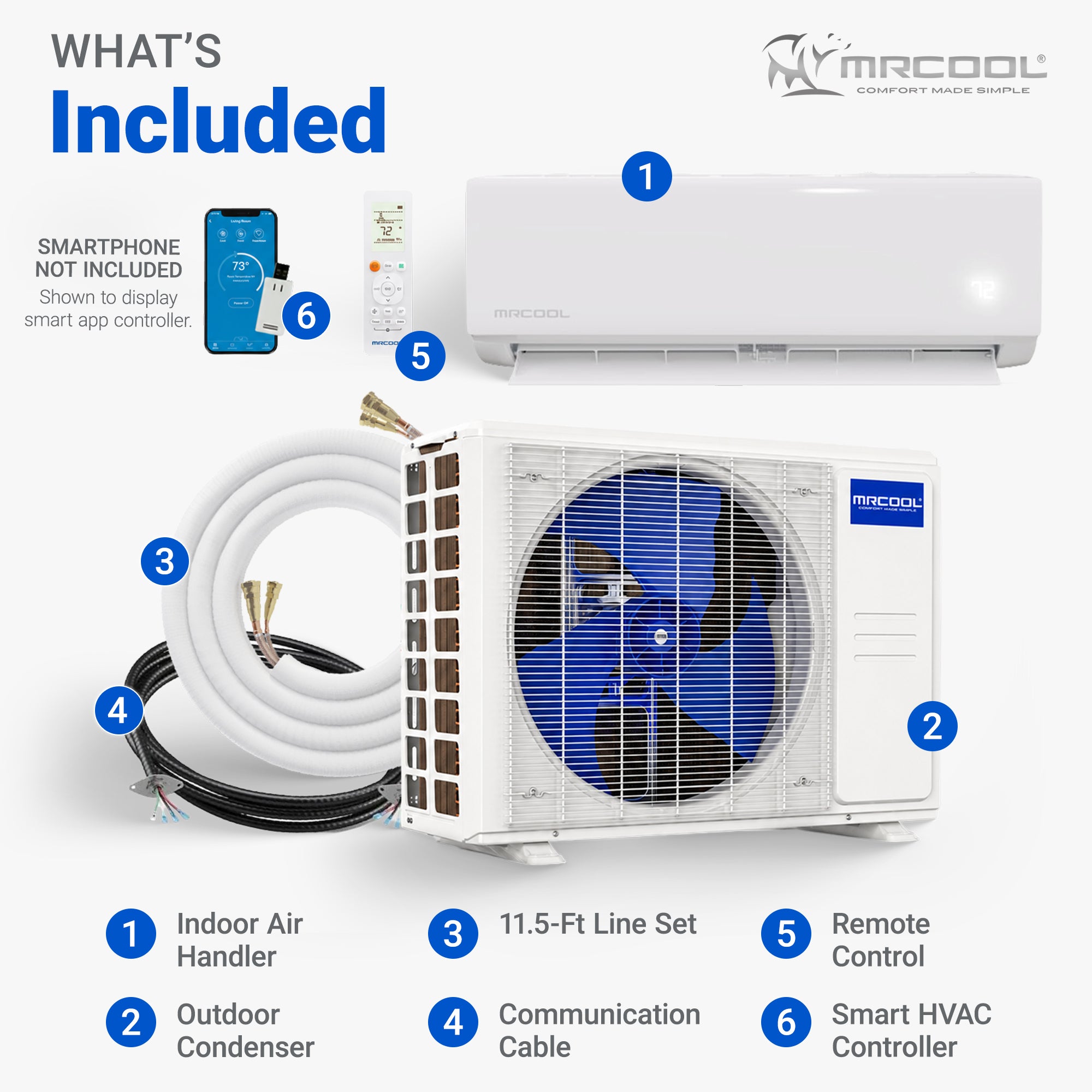 MRCOOL DIY Select 9K BTU Mini Split Heat Pump, 11.5 Ft Line Set, 155V, White