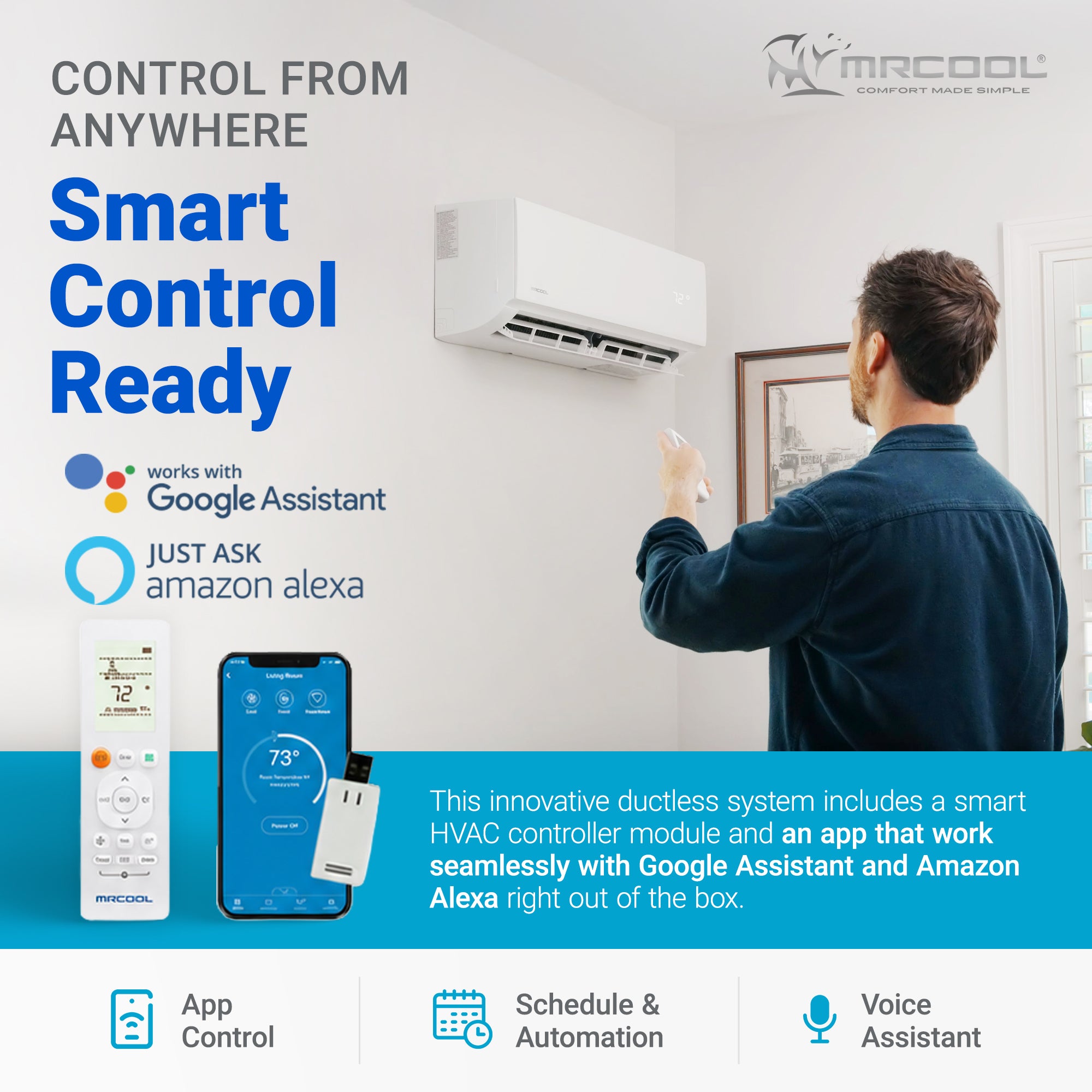 MRCOOL DIY Select 9K BTU Mini Split Heat Pump, 11.5 Ft Line Set, 155V, White