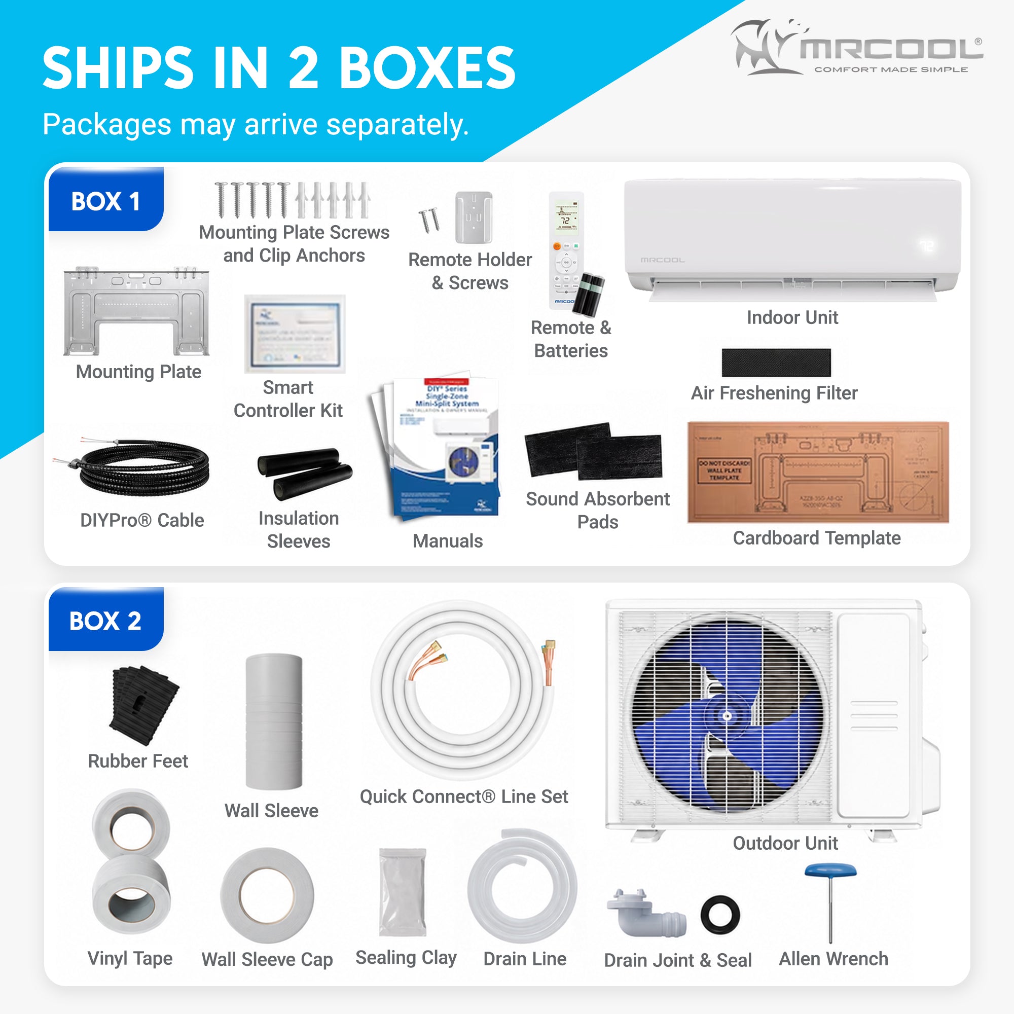 MRCOOL DIY Select 9K BTU Mini Split Heat Pump, 11.5 Ft Line Set, 155V, White