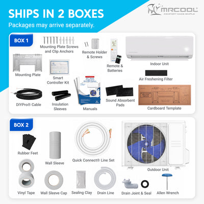MRCOOL DIY Select 9K BTU Mini Split Heat Pump, 11.5 Ft Line Set, 155V, White