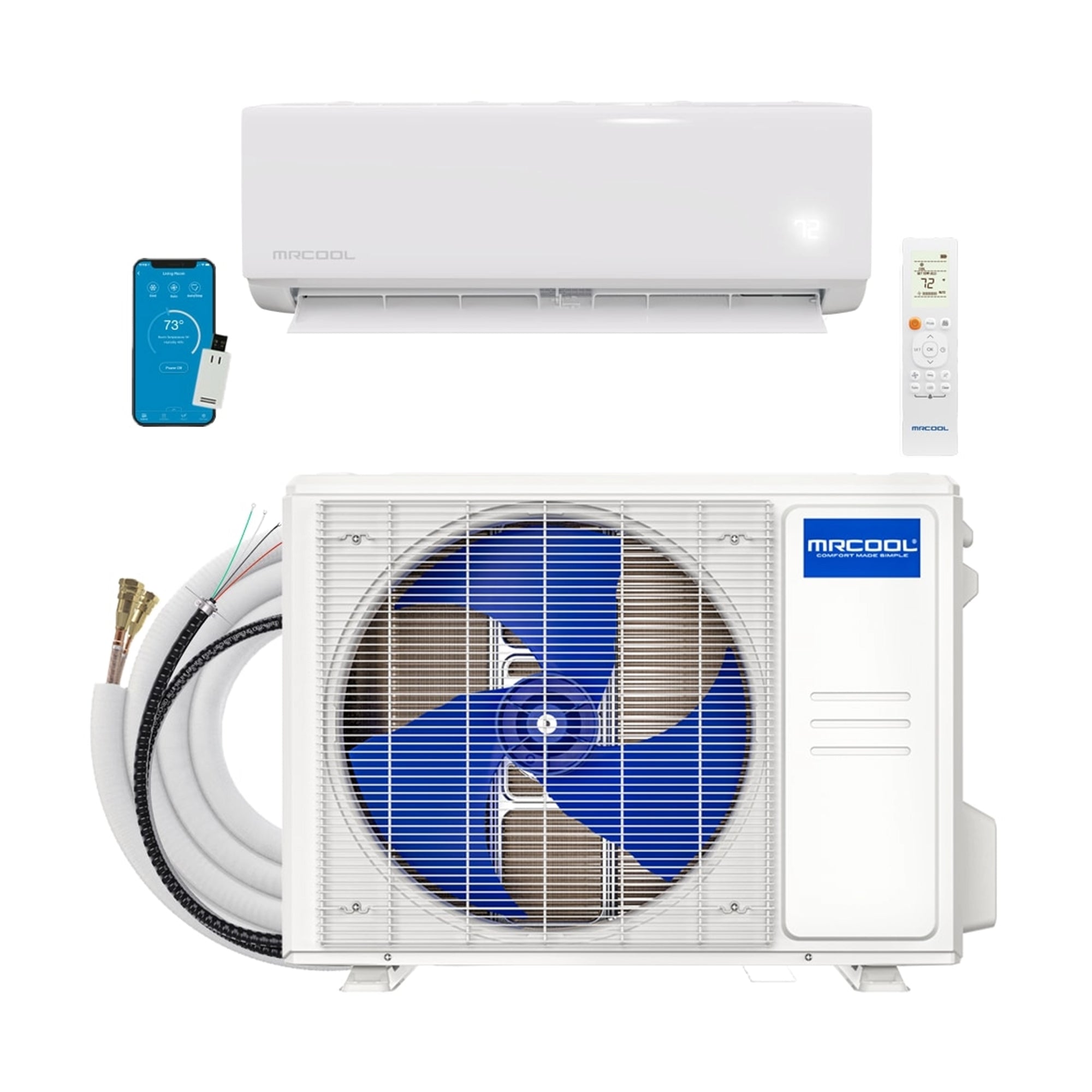MRCOOL DIY Select 9K BTU Mini Split Heat Pump, 11.5 Ft Line Set, 155V, White