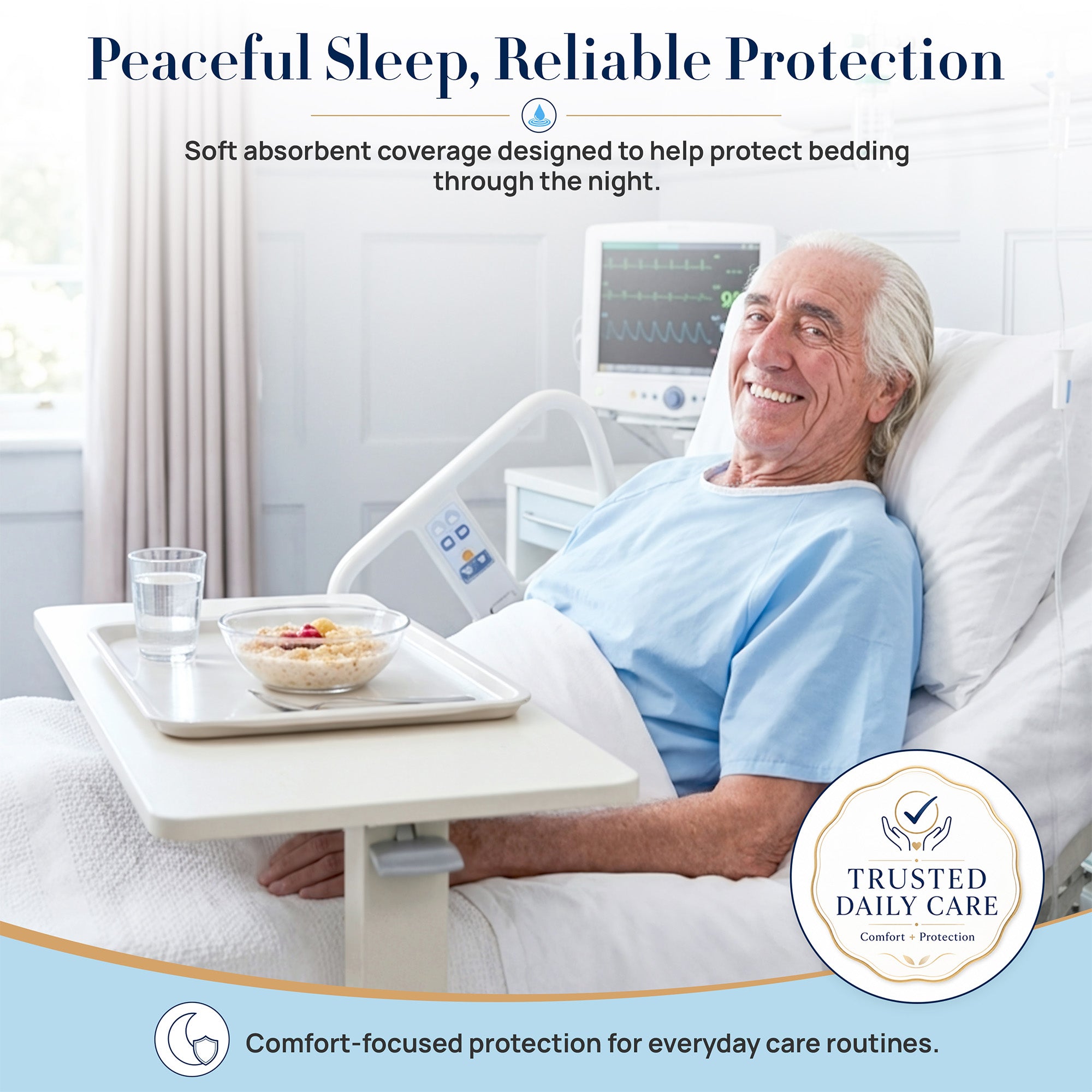 Padwell Absorbent Pads for Bed and Floor Protection, 22 x 22 Inches, 50 Count