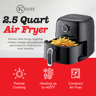 Kitchen Elite 2.5 Qt. Compact Mechanical Air Fryer, Countertop Cooker (Open Box)