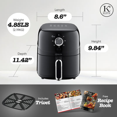 Kitchen Elite 2.5 Qt. Compact Mechanical Air Fryer, Countertop Cooker (Open Box) - VMInnovations