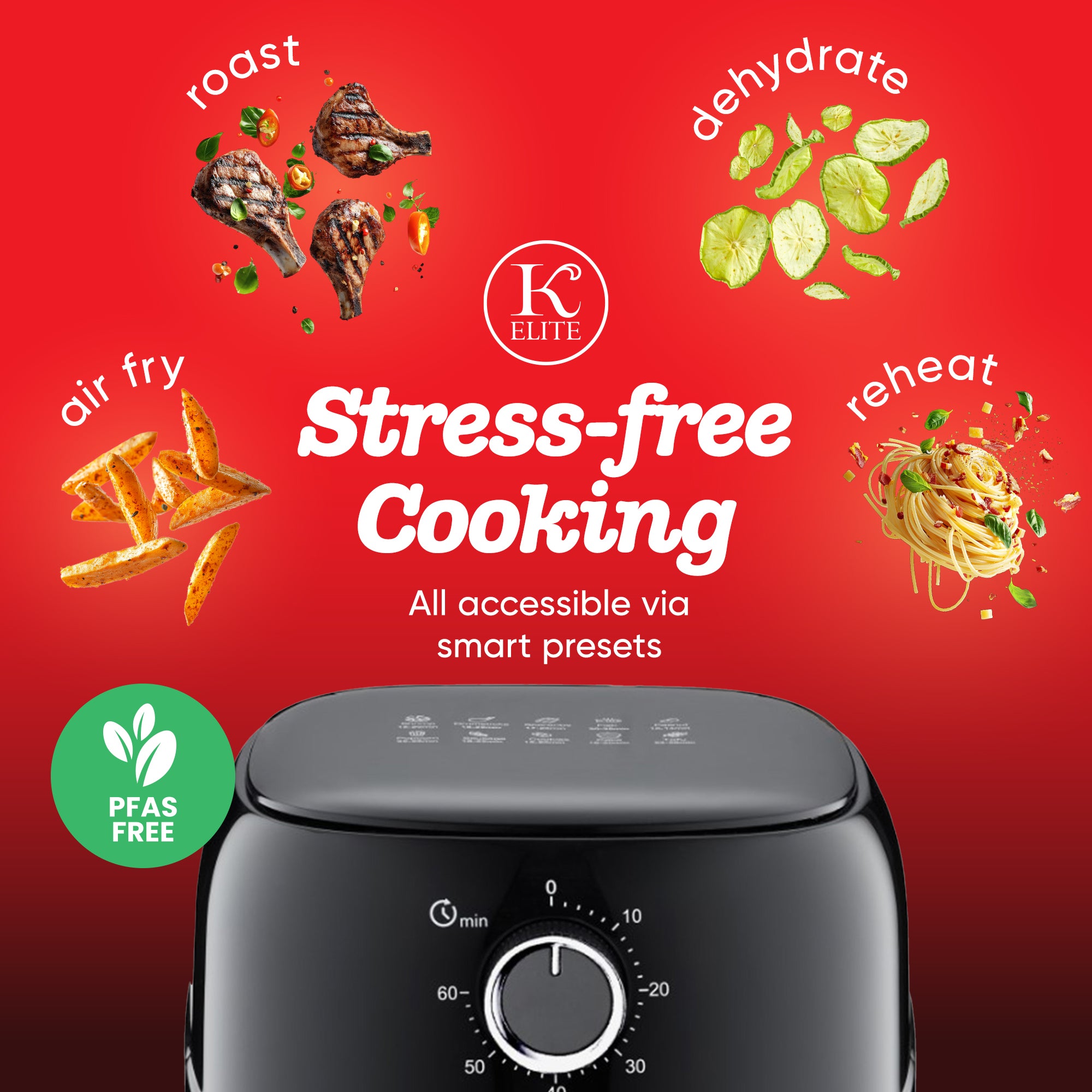 Kitchen Elite 2.5 Qt. Compact Mechanical Air Fryer, Countertop Cooker (Open Box) - VMInnovations