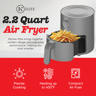 Kitchen Elite 2.2 Qt. Compact Mechanical Air Fryer, Countertop Cooker, Gray - VMInnovations