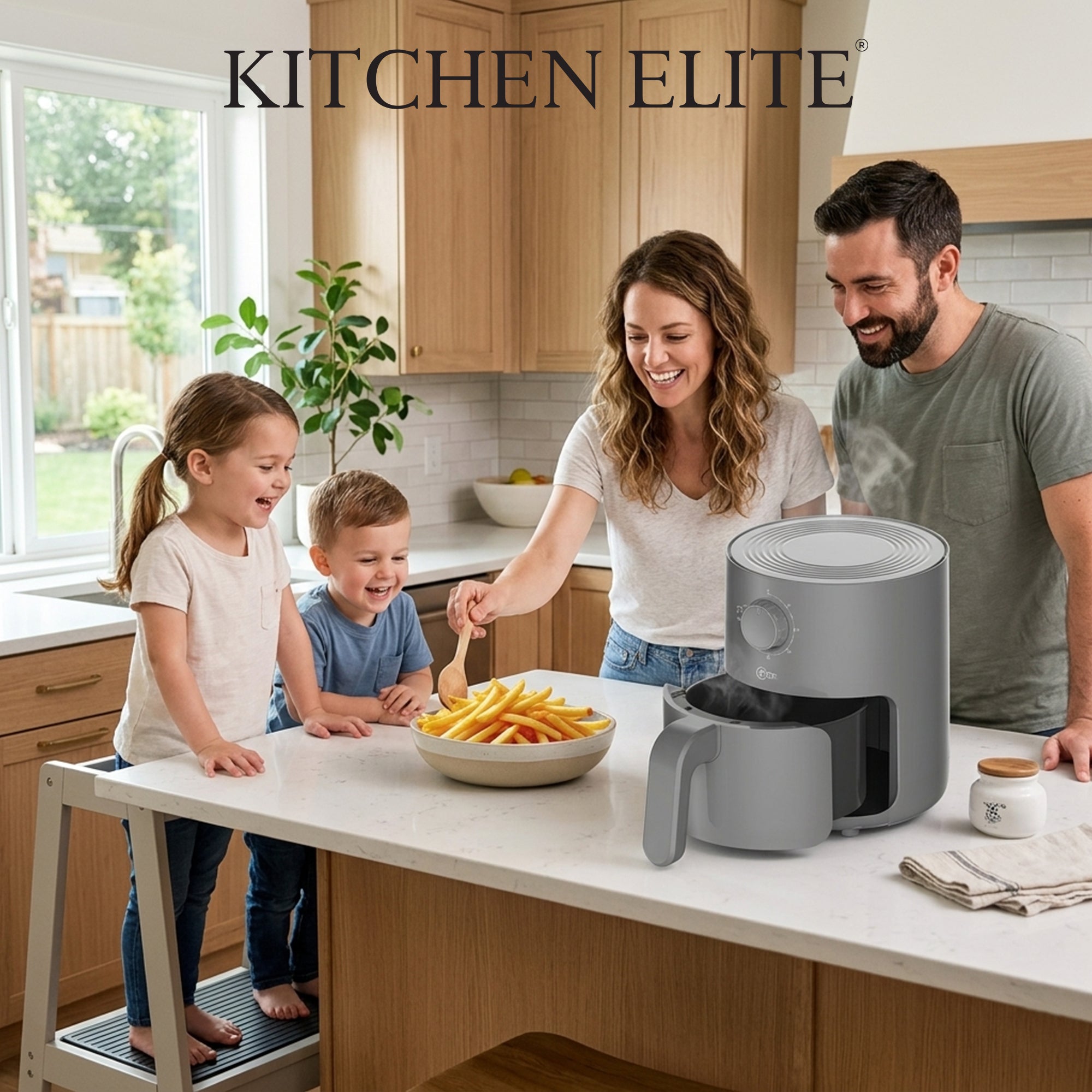 Kitchen Elite 2.2 Qt. Compact Mechanical Air Fryer, Countertop Cooker, Gray - VMInnovations
