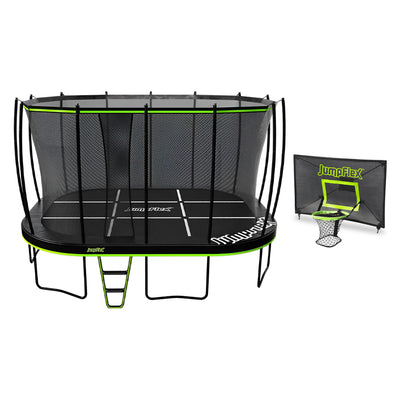 Jumpflex MEGA 17' Trampoline, Outdoor Playset with PROJAM Basketball Hoop, Black - VMInnovations