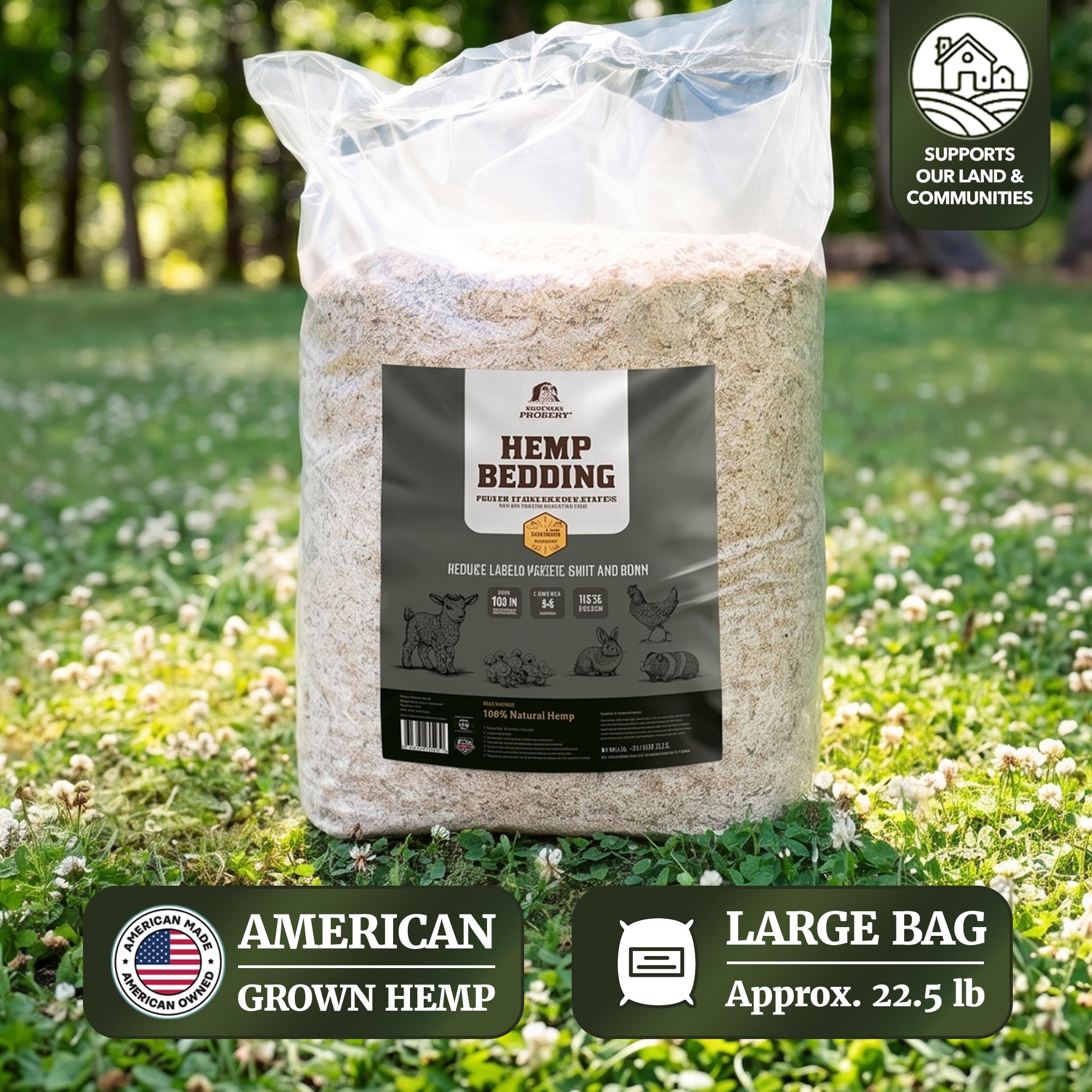 Premium Poultry Hemp Bedding Low Dust Absorbent Chicken Coop Substrate, 22.5 Lb