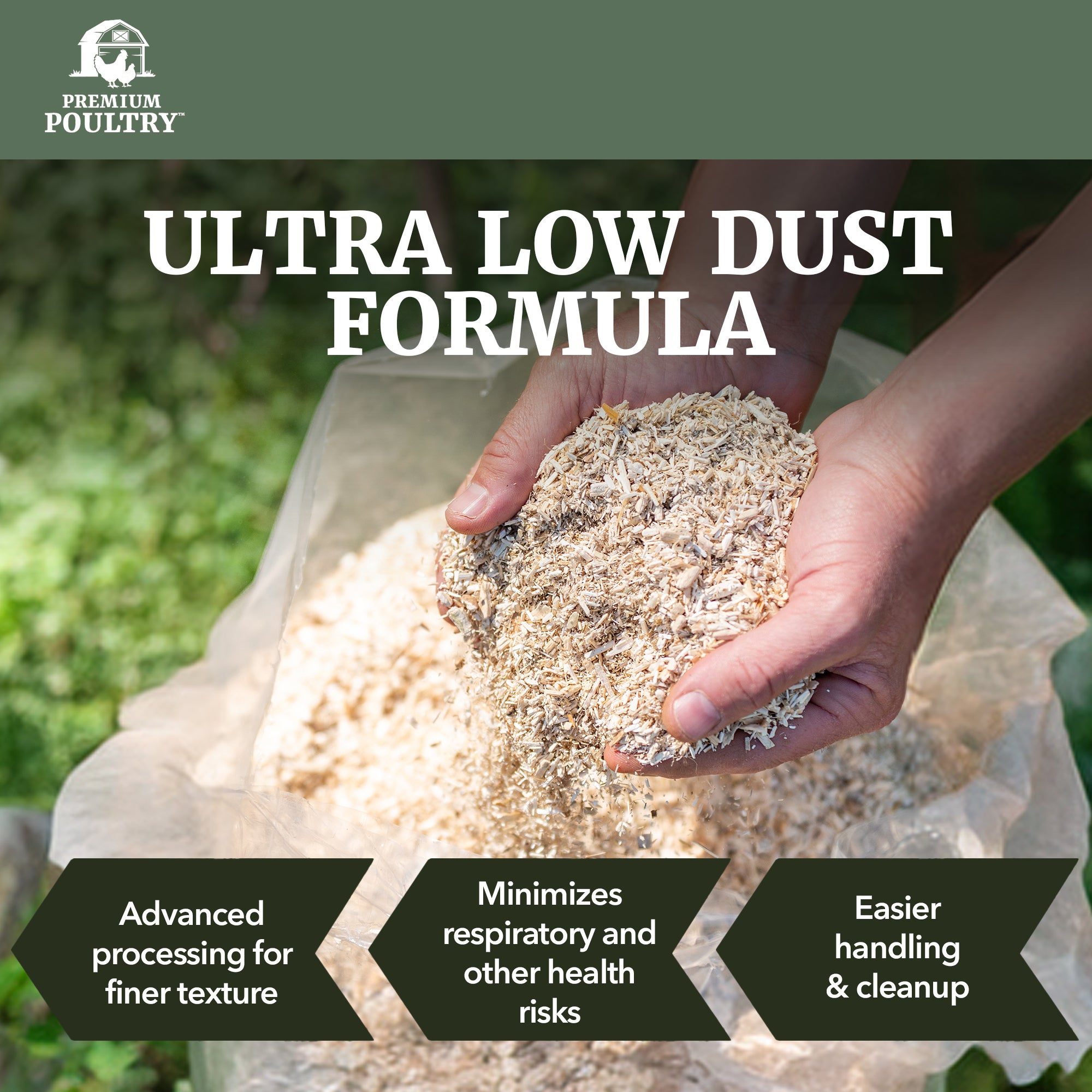 Premium Poultry Hemp Bedding Low Dust Absorbent Chicken Coop Substrate, 22.5 Lb