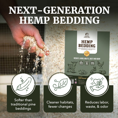 Premium Poultry Hemp Bedding Low Dust Absorbent Chicken Coop Substrate, 22.5 Lb