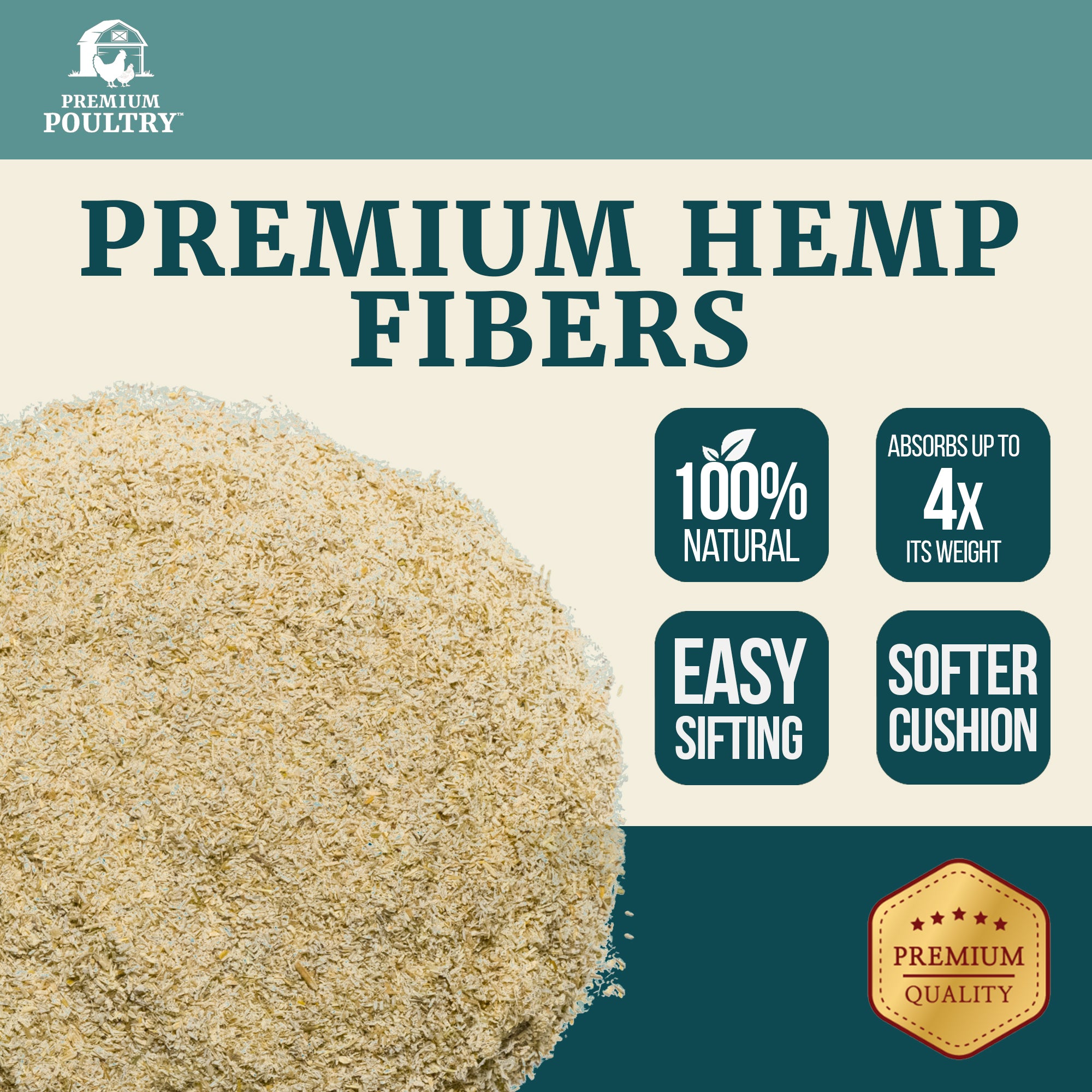 Premium Poultry 10 Lb Bag Hemp Cozy Coop Siftable Chicken Bedding for Coops