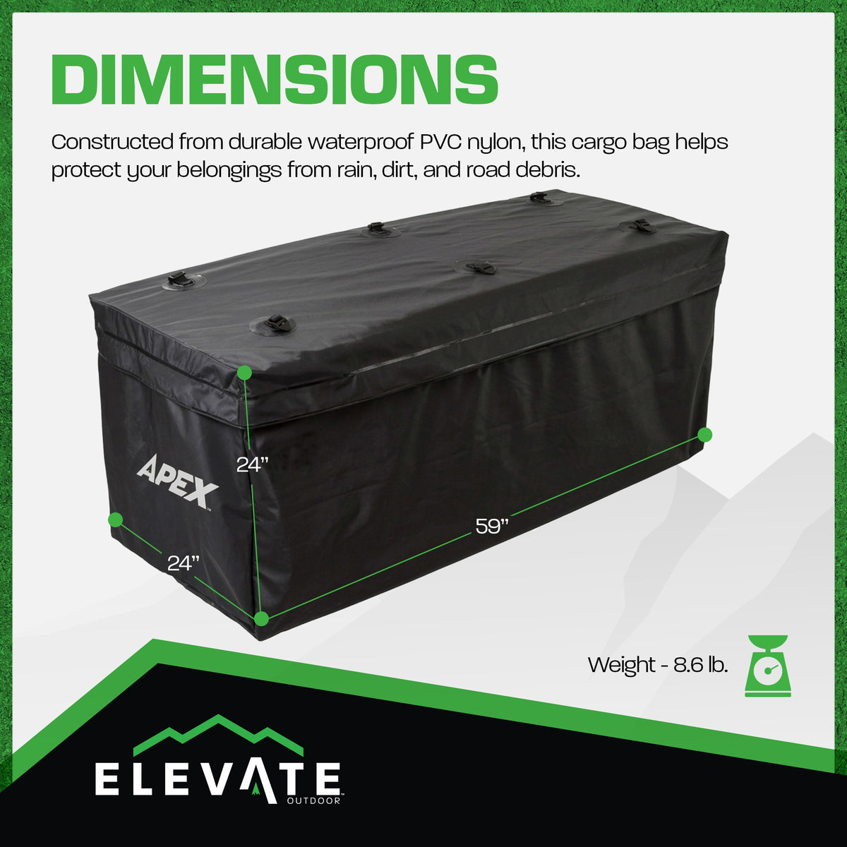 Apex Extra Large Roof Cargo Bag, Self-Sealing Zipper & Flap Cover, (Used)