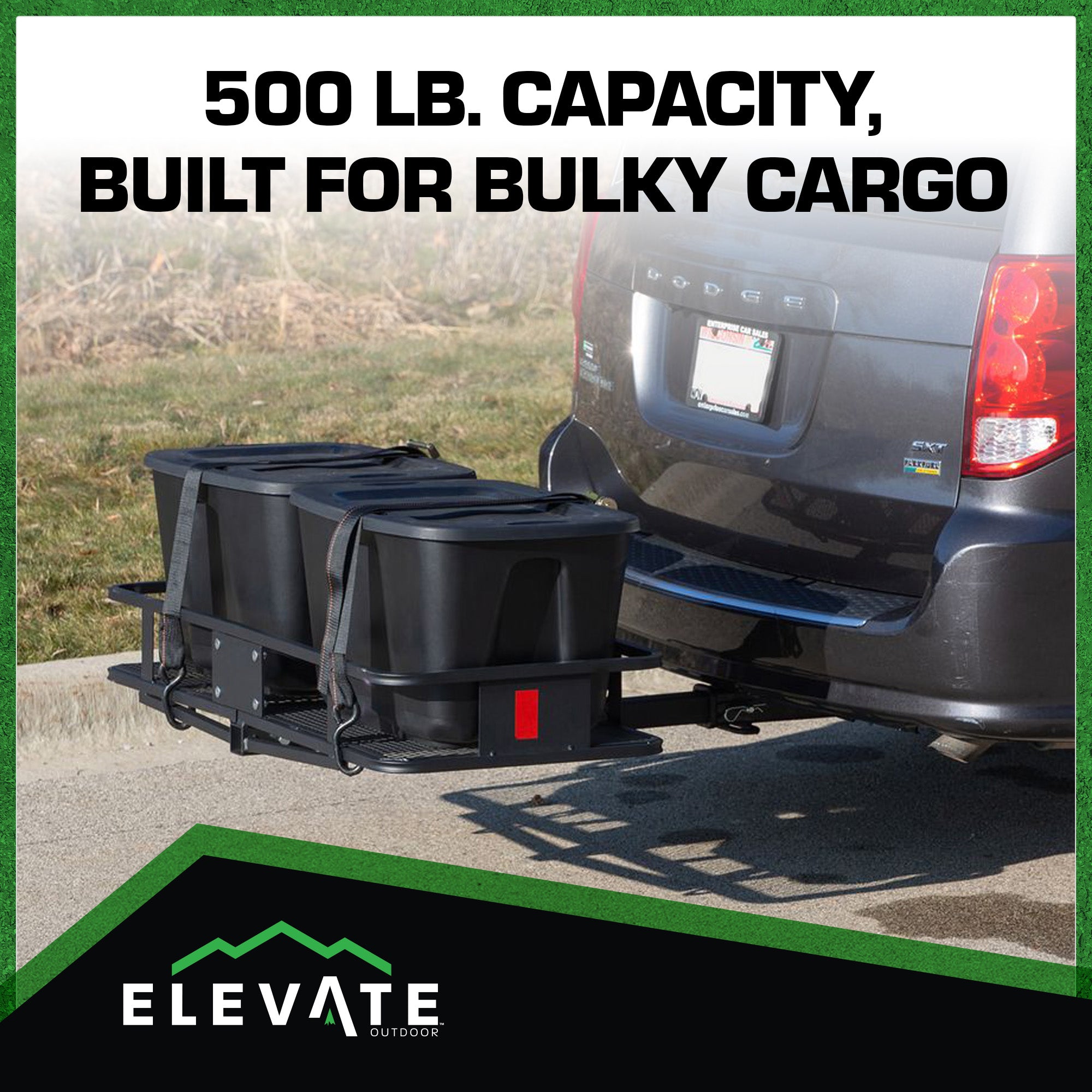 Elevate Outdoor Hitch Cargo Carrier, 60 Inch Steel Folding Rack, 500 Lb Capacity - VMInnovations