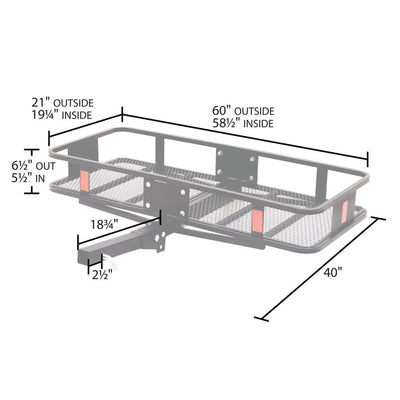 Elevate Outdoor Hitch Cargo Carrier, 60 Inch Steel Folding Rack, 500 Lb Capacity - VMInnovations