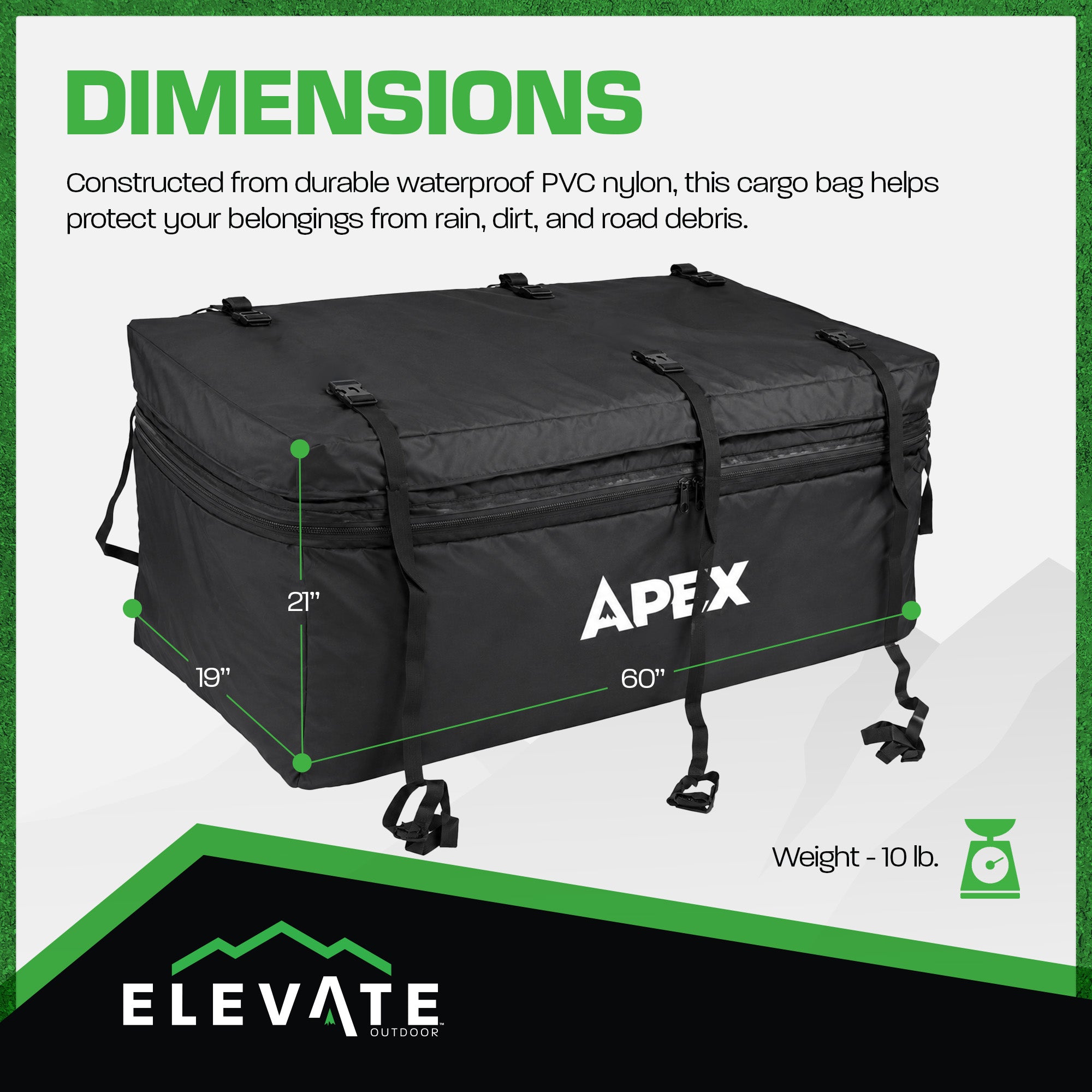 Elevate Outdoor Cargo Carrier Bag, Waterproof Storage for Hitch and Roof Rack - VMInnovations