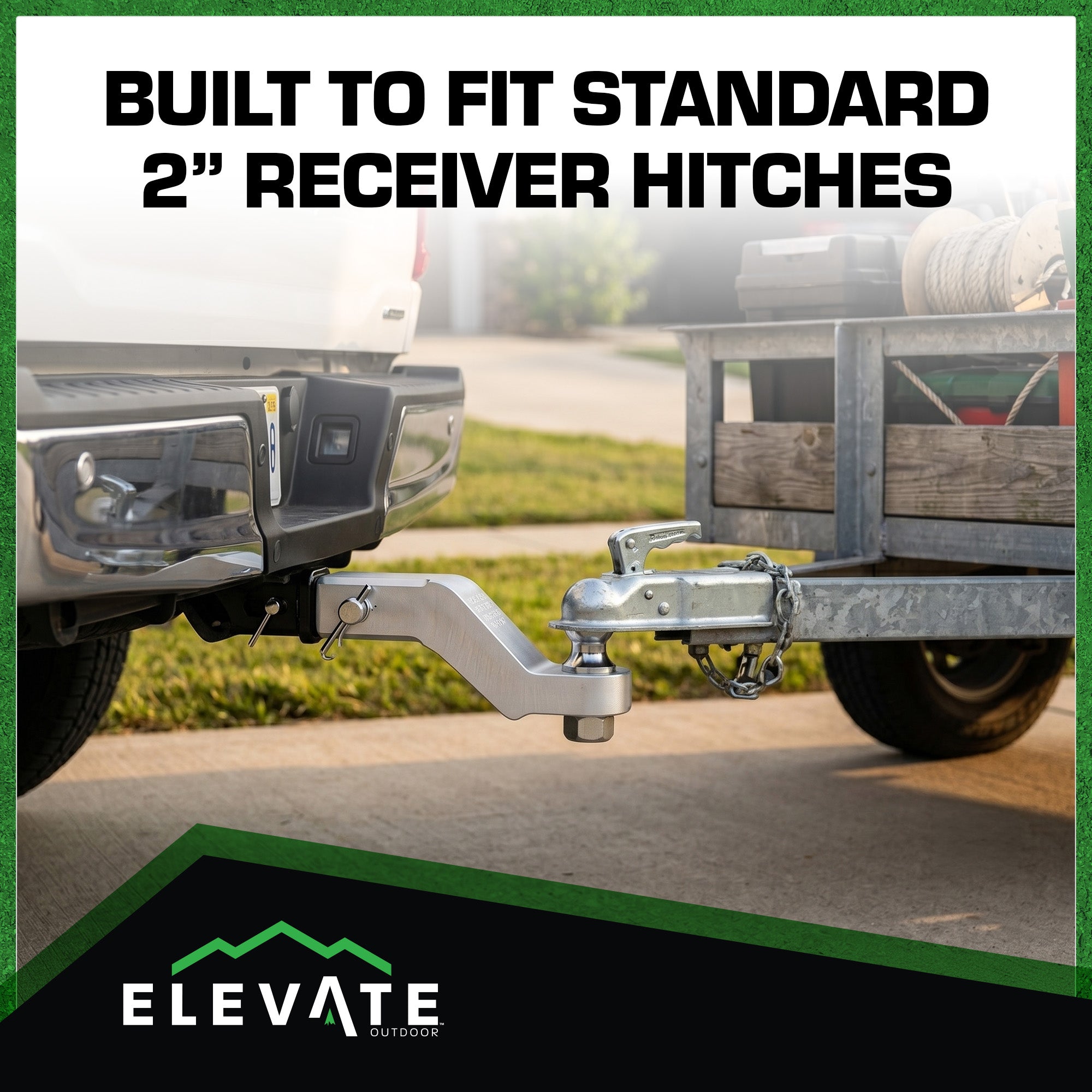 Elevate Outdoor Aluminum Hitch Ball Mount for 2" Receiver, Heavy Duty Tow Mount - VMInnovations