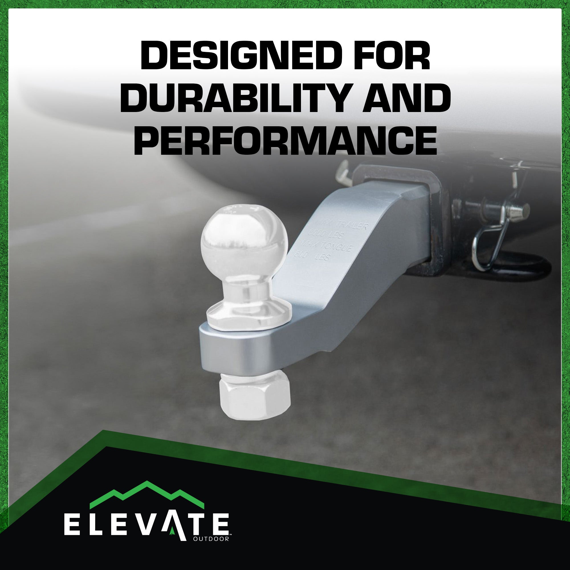 Elevate Outdoor Aluminum Hitch Ball Mount for 2" Receiver, Heavy Duty Tow Mount - VMInnovations