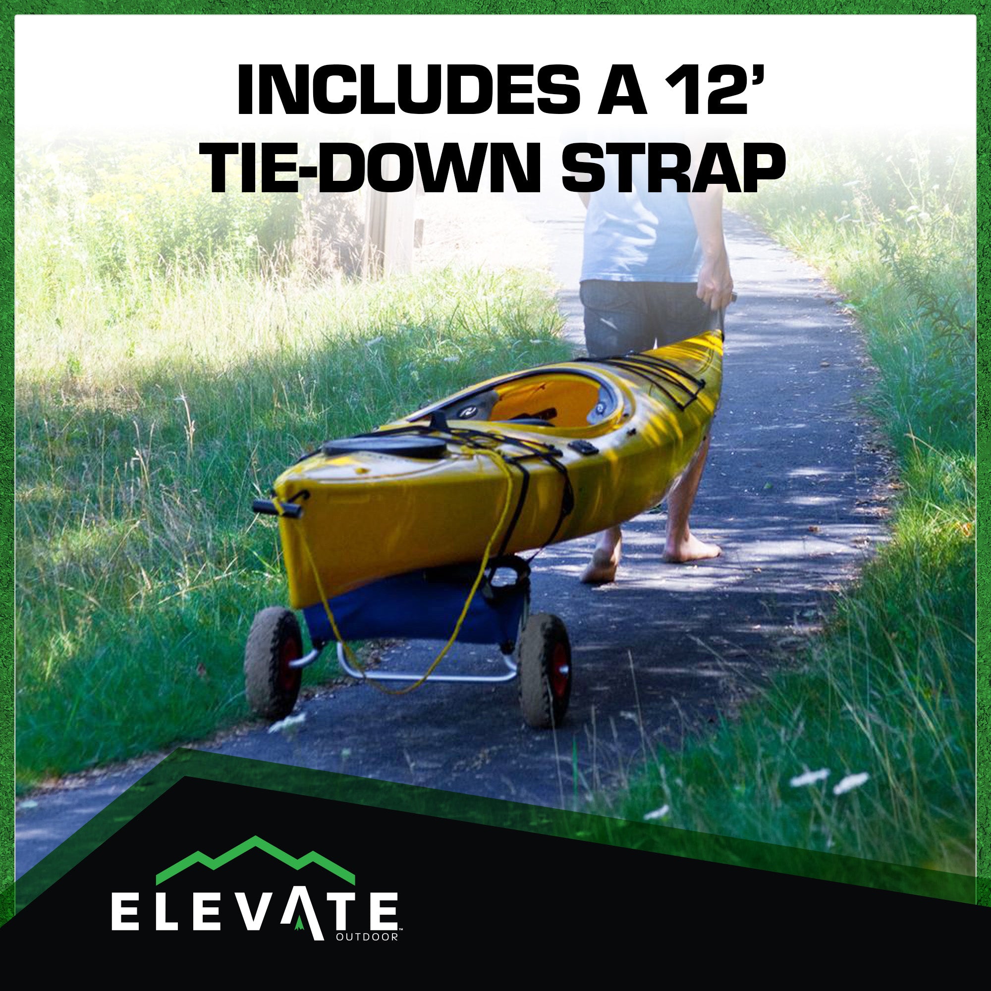 Elevate Outdoors Kayak and Canoe Dolly Cart with Seat, 220 lb Capacity, (Used)