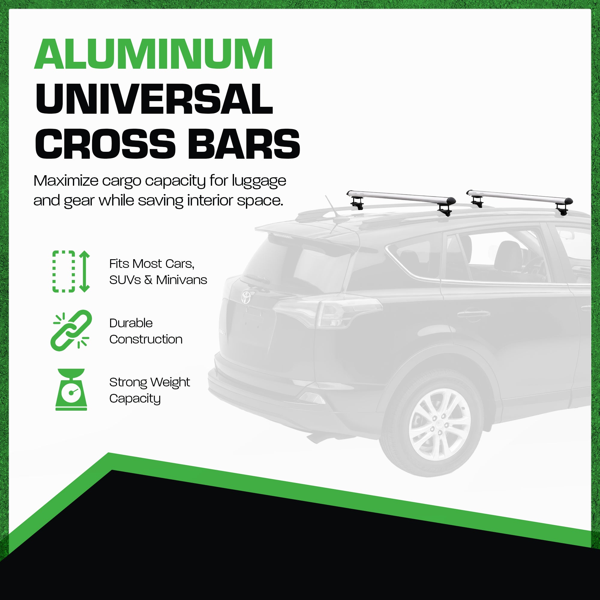 Elevate Outdoor 48.5" Aluminum Universal Cross Bars with 200 lb (Open Box) - VMInnovations