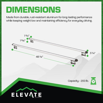 Elevate Outdoor 48.5" Aluminum Universal Cross Bars with 200 lb (Open Box) - VMInnovations