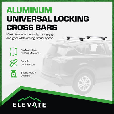 Elevate Outdoor Aluminum Cross Bars w/195 lb. Cap & Protective Clamps (Open Box)