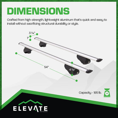 Elevate Outdoor Aluminum Cross Bars w/195 lb. Cap & Protective Clamps (Open Box)