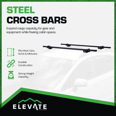 Elevate Outdoor 52" Steel Cross Bars with 110 lb. Cap & Lockable (Open Box)