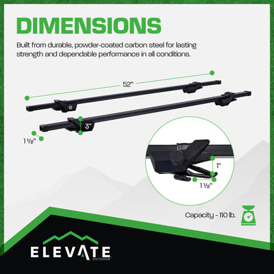 Elevate Outdoor 52" Steel Cross Bars w 110 lb. Capacity & Lockable Design (Used)