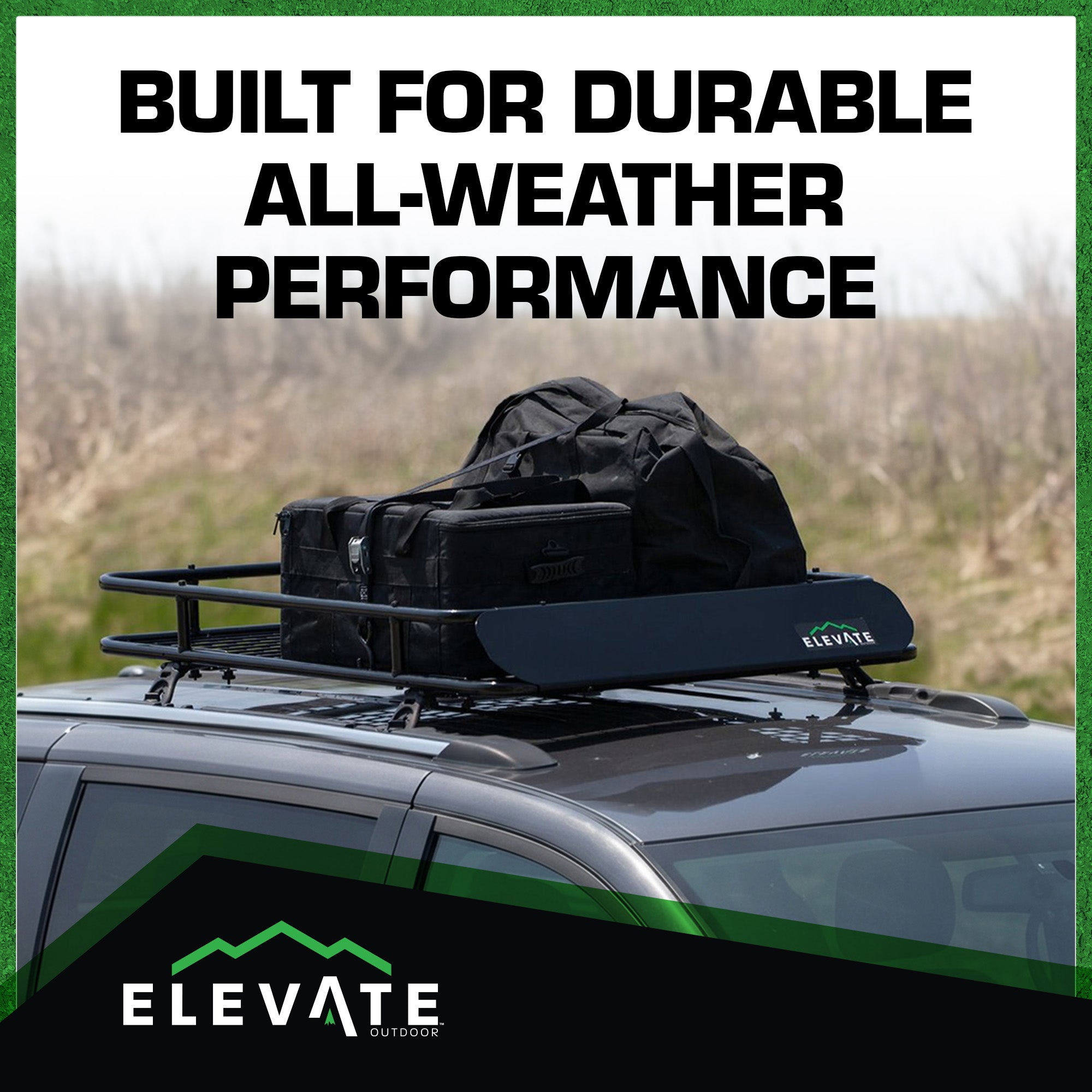 Elevate Outdoor Steel Cargo Roof Basket w/ Wind Fairing, 42" x 36" Storage Space - VMInnovations