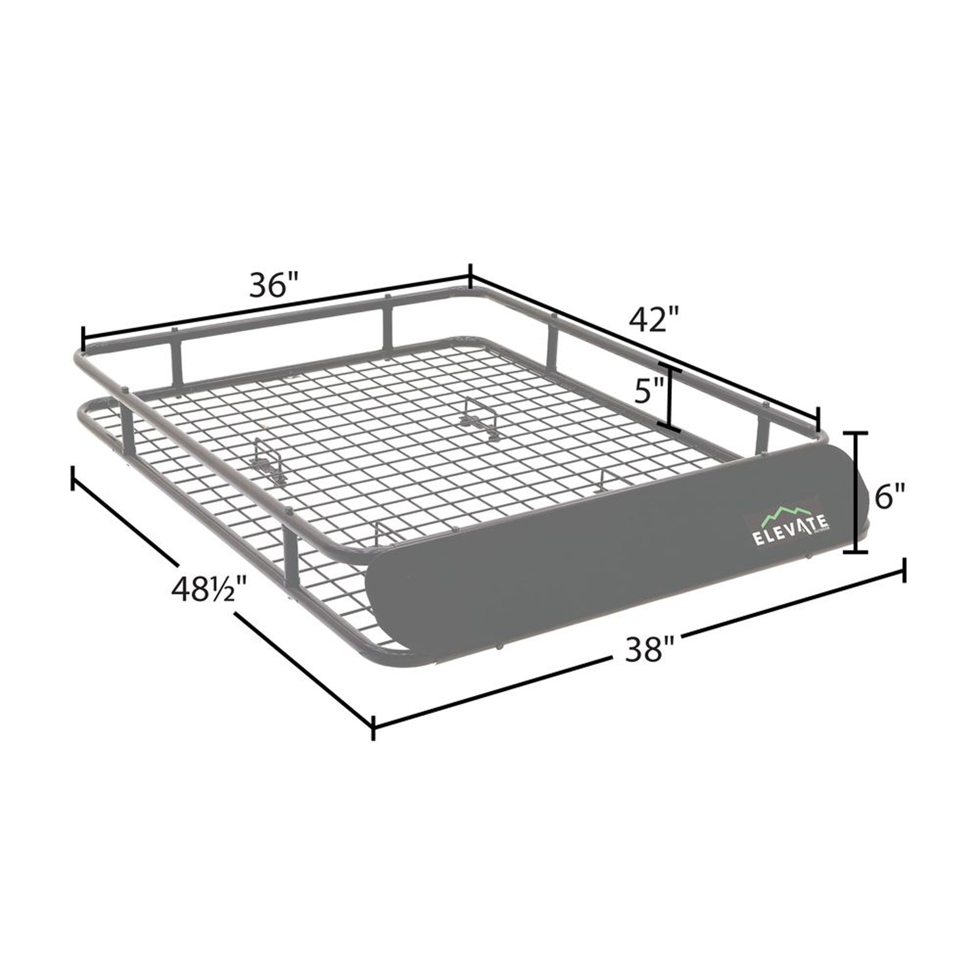 Elevate Outdoor Steel Cargo Roof Basket w/ Wind Fairing, 42" x 36" Storage Space - VMInnovations
