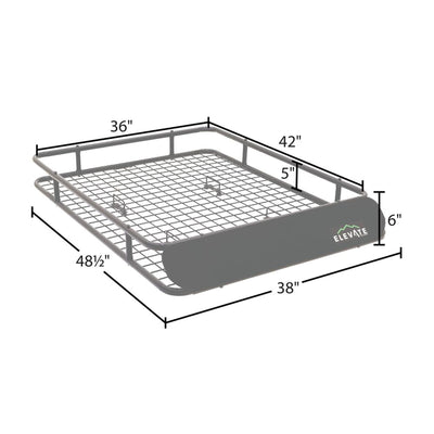 Elevate Outdoor Steel Cargo Roof Basket w/ Wind Fairing, 42" x 36" Storage Space - VMInnovations