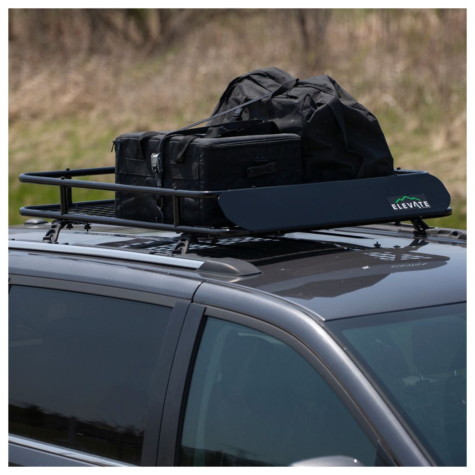 Elevate Outdoor Steel Cargo Roof Basket w/ Wind Fairing, 42" x 36" Storage Space - VMInnovations